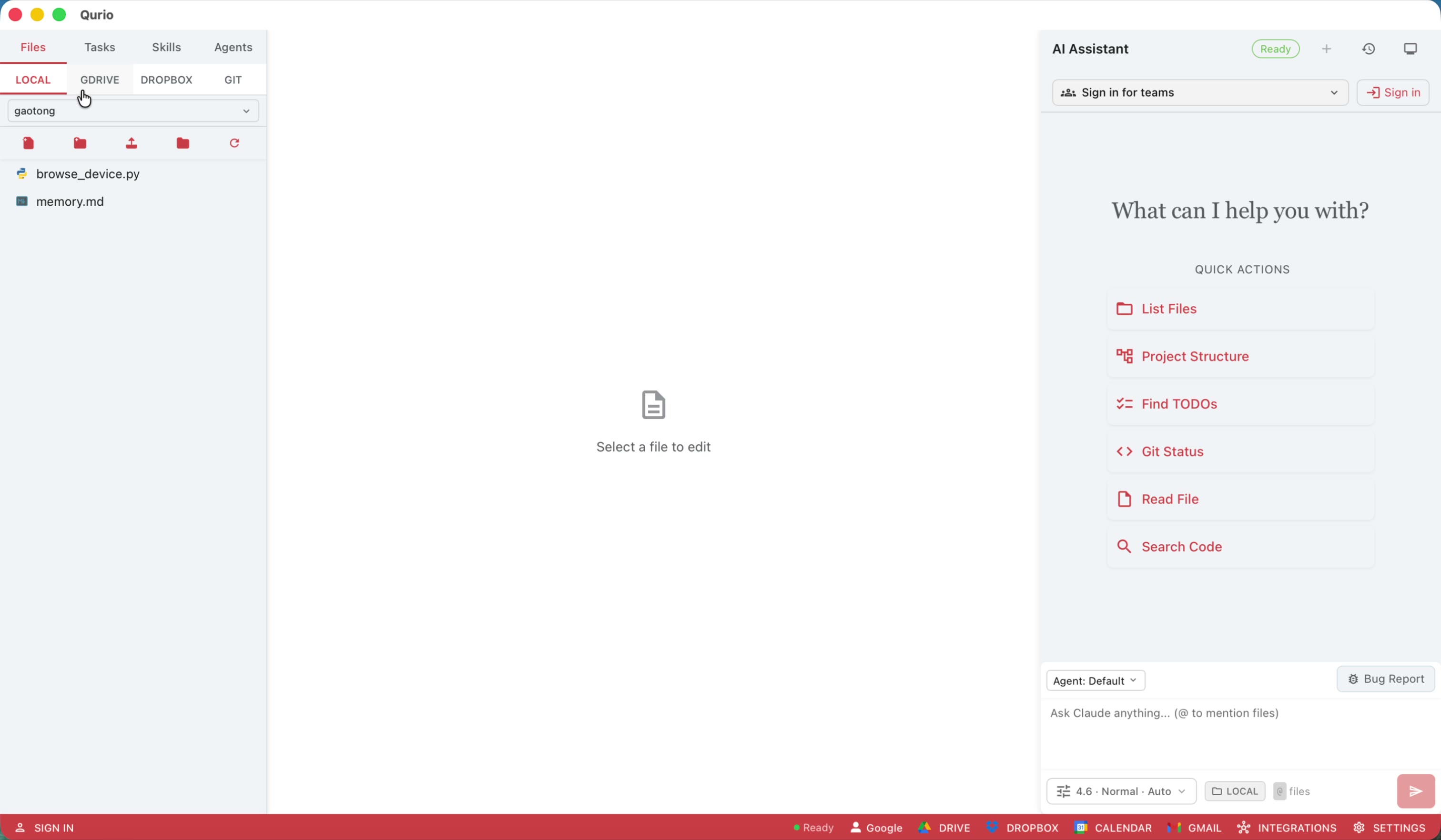Or switch to Google Drive mode to work against a cloud folder.