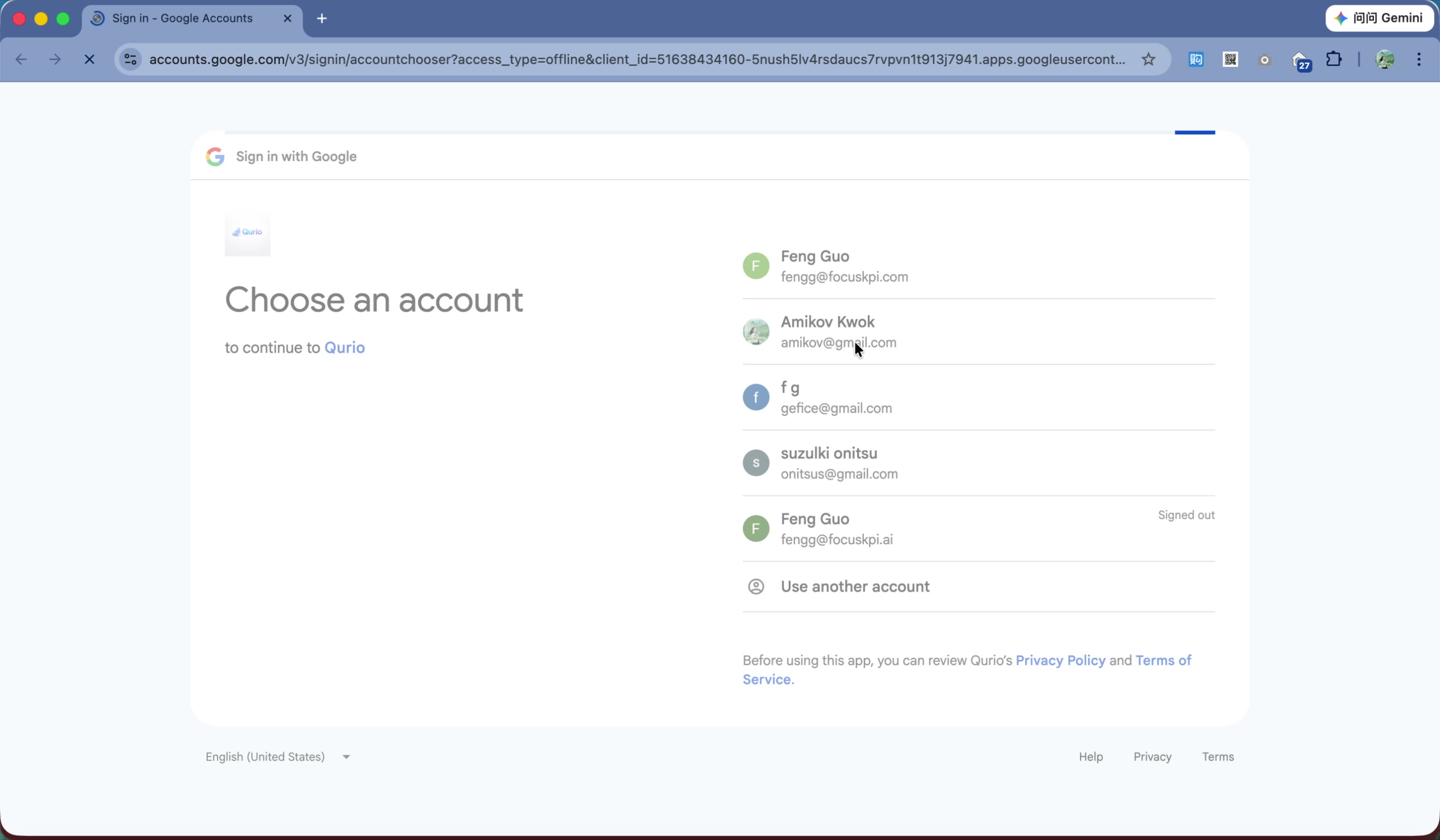 Pick a non-test user account to continue.